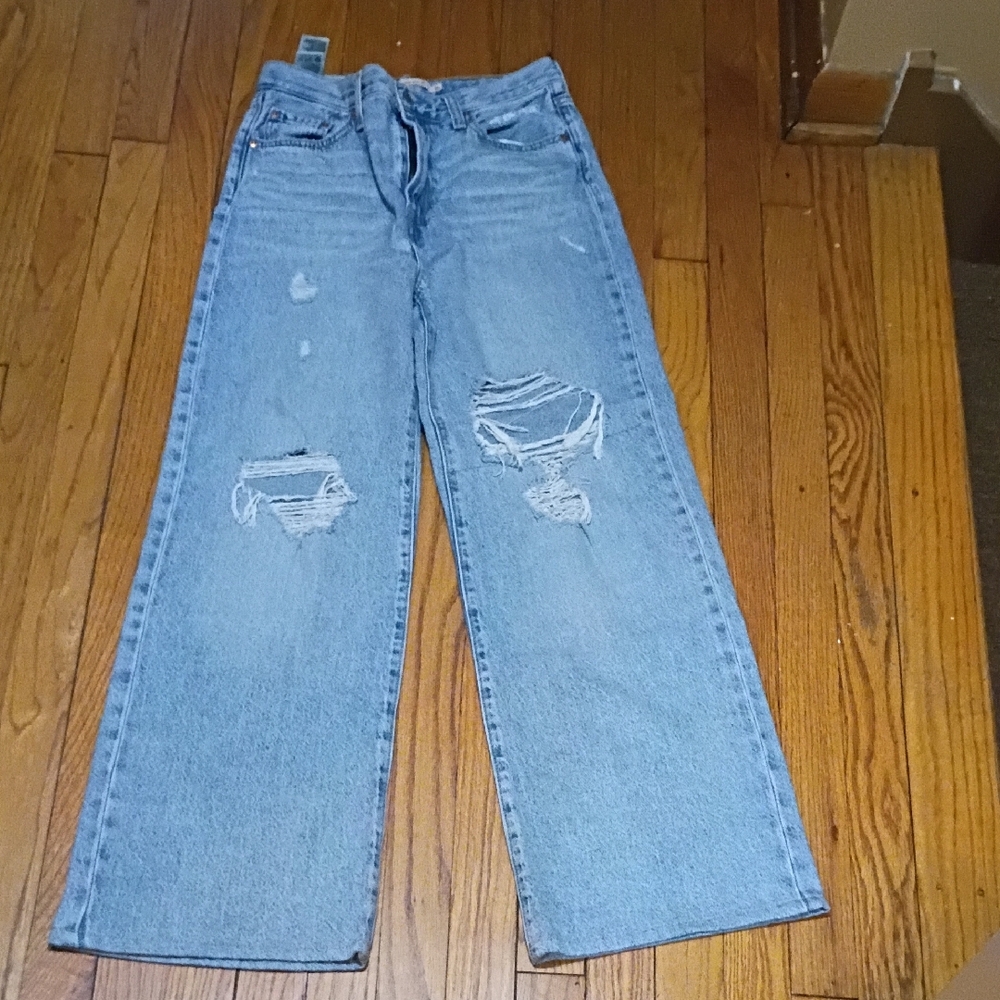 Levi's Light Blue Distressed Boyfriend Jeans - Picture 5 of 7